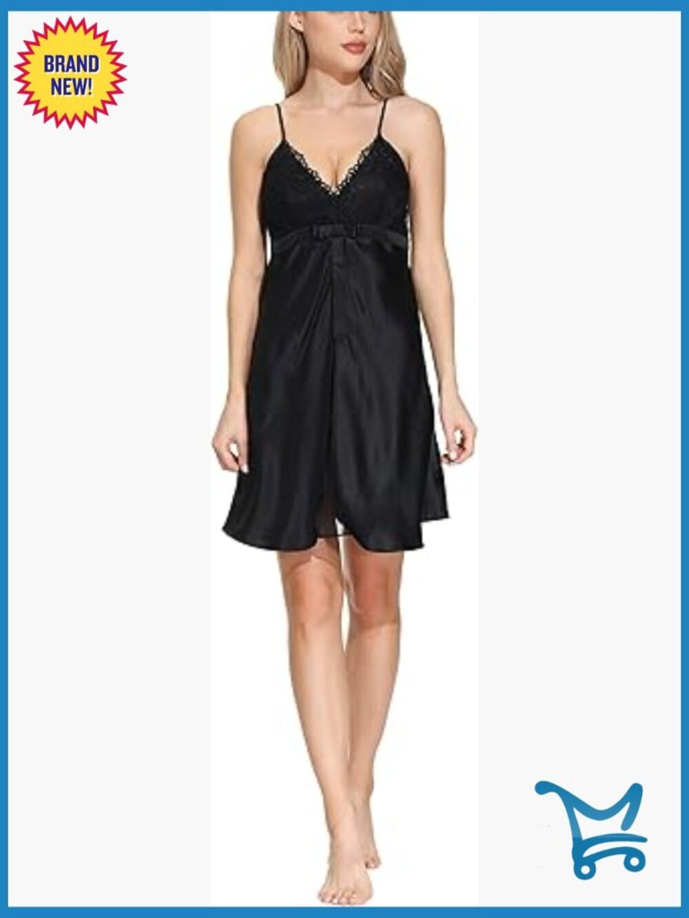 Women's 100% Mulberry Silk Slip Chemise Lace V-Neck Sleeveless